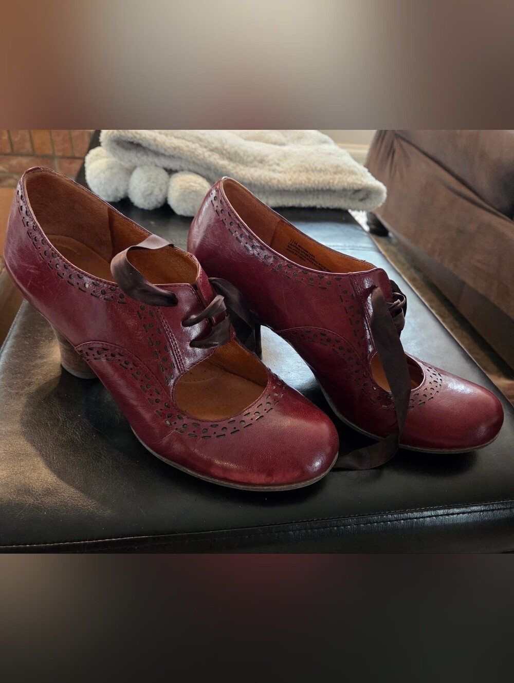 Naya Jada Burgundy Lace-Up Leather Pumps Heels Size 11M